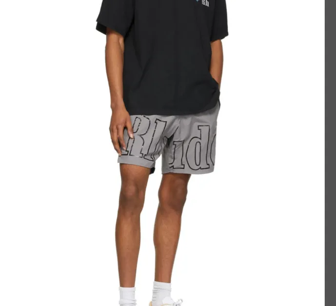 RHUDE 21ss Marlboro Snow Mountain Logo Printed High Street Short sleeved T-shirt Brown Blue S-XL