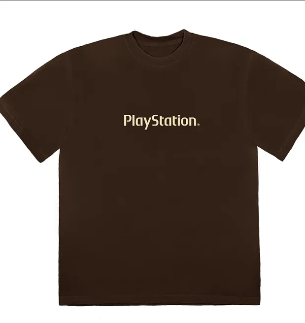 Travis Scott Playstation motherboard logo Tee peripheral co branded short sleeved T-shirt black brown S M L XL