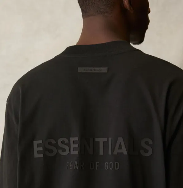 FEAR OF GOD 21SS ESSENTIALS Double Lined Back Silicone Letter Printed Long Sleeve T-shirt Black beige Medium Grey God Grey Brown S M L XL