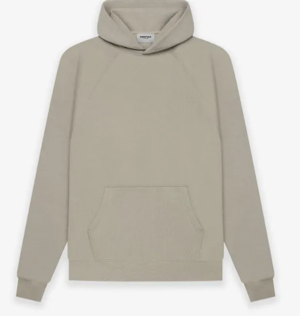 Fear Of God Essentials 21SS FOG Double Lined Back Silicone Letter Logo Printed Hoodie with Velvet Hoodie Black beige Khaki Grey Grey Brown Light Flower Grey Deep Flower Grey S M L XL