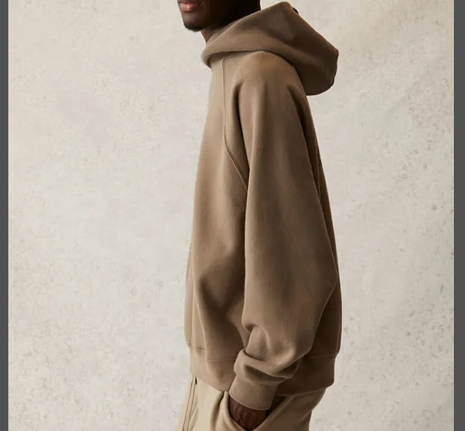 Fear Of God Essentials 21SS FOG Double Lined Back Silicone Letter Logo Printed Hoodie with Velvet Hoodie Black beige Khaki Grey Grey Brown Light Flower Grey Deep Flower Grey S M L XL