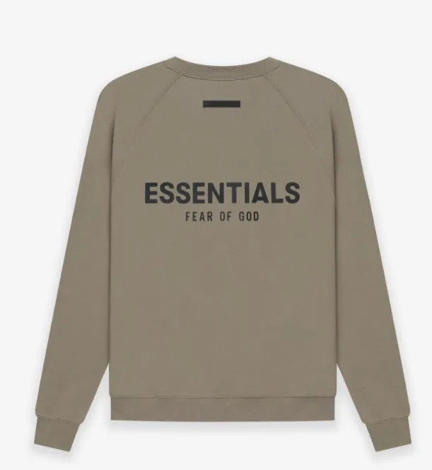 Fear Of God Essentials 21SS FOG Back Silicone Letter Printed Round Neck Hoodie Black beige Khaki Grey Grey Brown Light Flower Grey Deep Flower Grey S M L XL