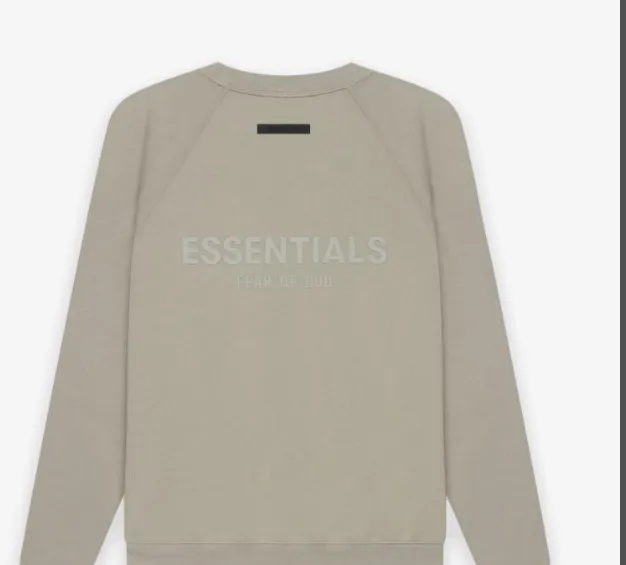 Fear Of God Essentials 21SS FOG Back Silicone Letter Printed Round Neck Hoodie Black beige Khaki Grey Grey Brown Light Flower Grey Deep Flower Grey S M L XL