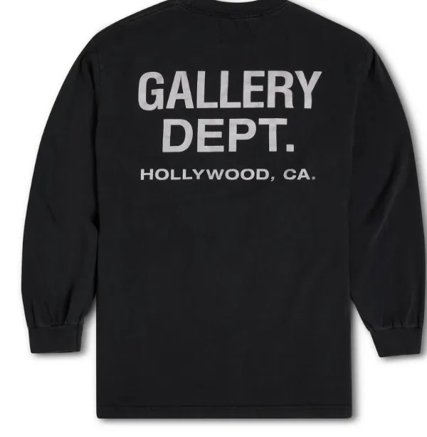 Gallery Depot. Souvenir Tee Hollywood Slogan Printed Long Sleeve T-shirt Black White S M L XL