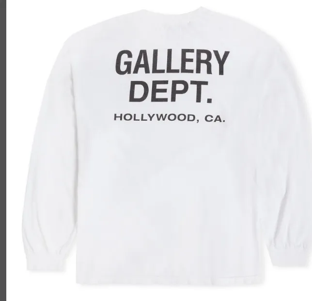 Gallery Depot. Souvenir Tee Hollywood Slogan Printed Long Sleeve T-shirt Black White S M L XL