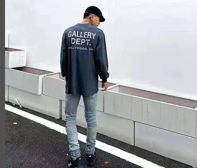 Gallery Depot. Souvenir Tee Hollywood Slogan Printed Long Sleeve T-shirt Black White S M L XL