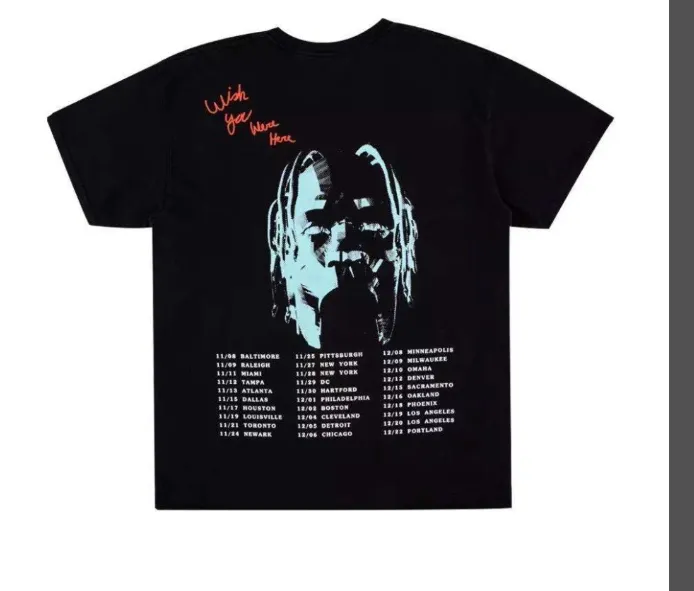 Travis Scott Cactus Jack Tour T-shirt Smiling Earth Tour Same Short sleeved T-shirt Black S M L XL