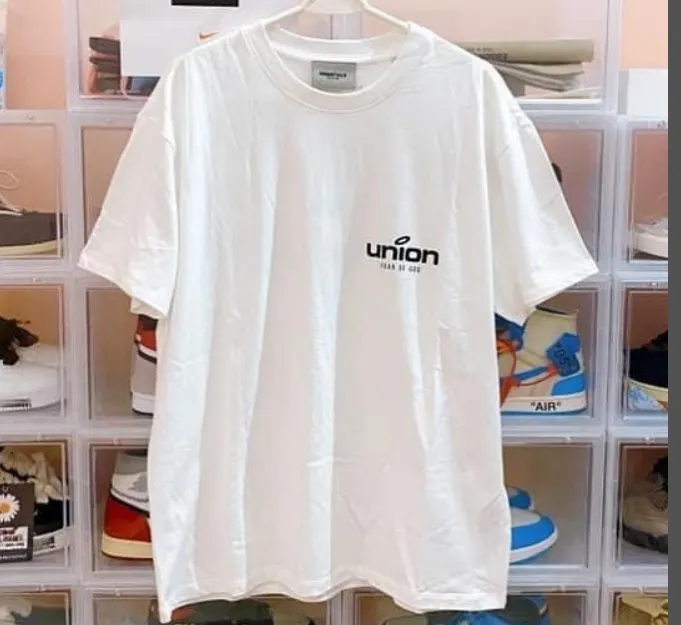 FEAR OF GOD x Union 30th Anniversary Co branded LOGO Letter Printed Short Sleeve T-shirt High Grade Grey Camel Rice White Blue Light Black S-XL