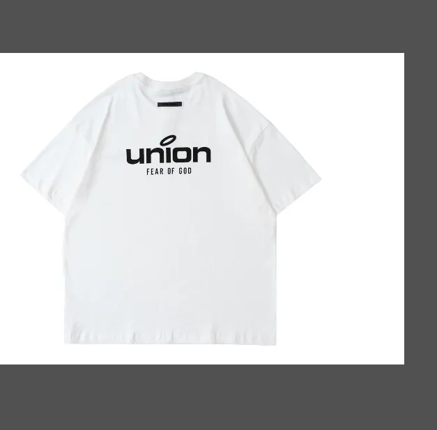 FEAR OF GOD x Union 30th Anniversary Co branded LOGO Letter Printed Short Sleeve T-shirt High Grade Grey Camel Rice White Blue Light Black S-XL