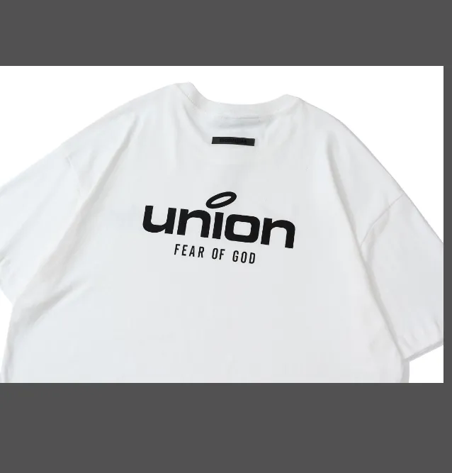 FEAR OF GOD x Union 30th Anniversary Co branded LOGO Letter Printed Short Sleeve T-shirt High Grade Grey Camel Rice White Blue Light Black S-XL