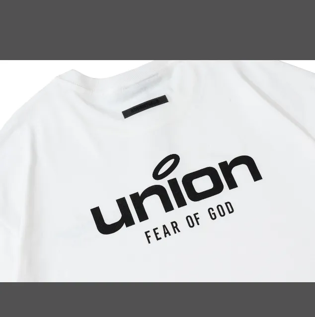 FEAR OF GOD x Union 30th Anniversary Co branded LOGO Letter Printed Short Sleeve T-shirt High Grade Grey Camel Rice White Blue Light Black S-XL