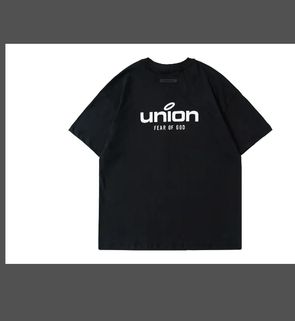 FEAR OF GOD x Union 30th Anniversary Co branded LOGO Letter Printed Short Sleeve T-shirt High Grade Grey Camel Rice White Blue Light Black S-XL