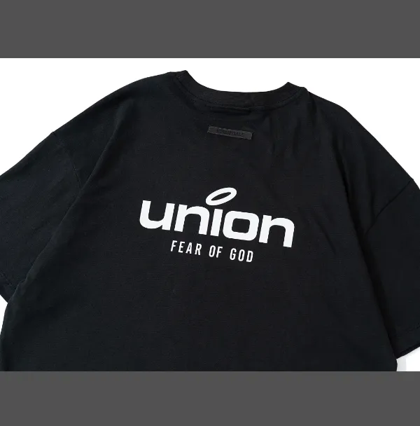 FEAR OF GOD x Union 30th Anniversary Co branded LOGO Letter Printed Short Sleeve T-shirt High Grade Grey Camel Rice White Blue Light Black S-XL