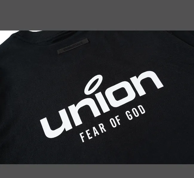 FEAR OF GOD x Union 30th Anniversary Co branded LOGO Letter Printed Short Sleeve T-shirt High Grade Grey Camel Rice White Blue Light Black S-XL