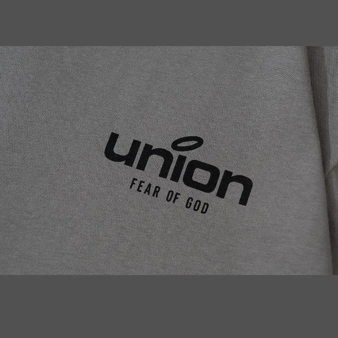 FEAR OF GOD x Union 30th Anniversary Co branded LOGO Letter Printed Short Sleeve T-shirt High Grade Grey Camel Rice White Blue Light Black S-XL