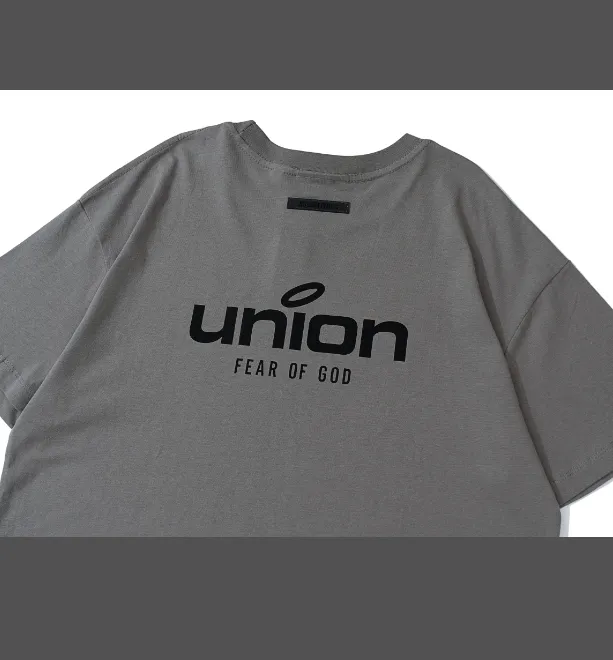 FEAR OF GOD x Union 30th Anniversary Co branded LOGO Letter Printed Short Sleeve T-shirt High Grade Grey Camel Rice White Blue Light Black S-XL