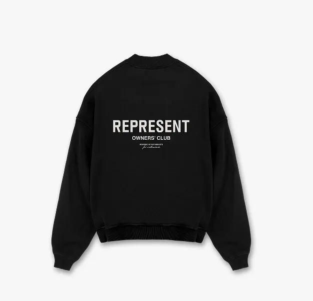 REPRESENT OWNERS CLUB Simple Letter Logo High Street Round Neck Hoodie Pink Purple Green Black Warm White