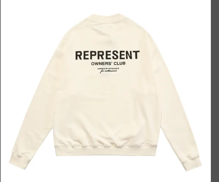 REPRESENT OWNERS CLUB Simple Letter Logo High Street Round Neck Hoodie Pink Purple Green Black Warm White