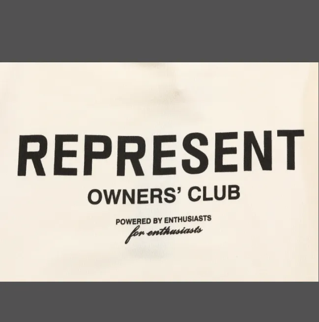 REPRESENT OWNERS CLUB Simple Letter Logo High Street Round Neck Hoodie Pink Purple Green Black Warm White