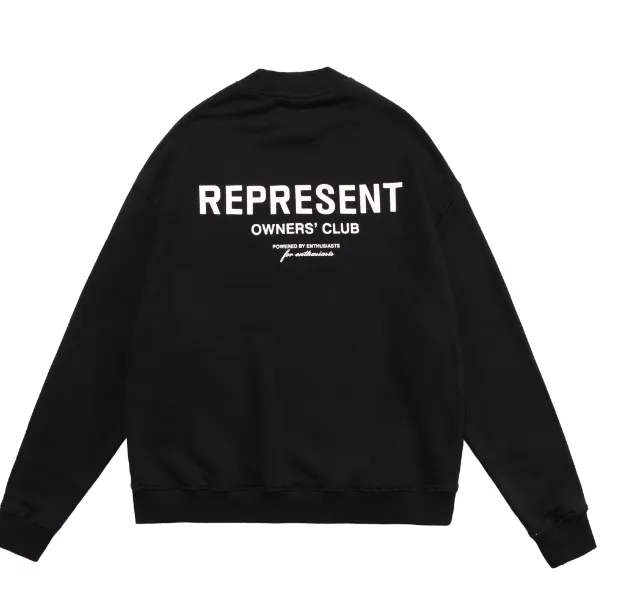 REPRESENT OWNERS CLUB Simple Letter Logo High Street Round Neck Hoodie Pink Purple Green Black Warm White