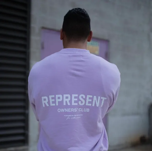 REPRESENT OWNERS CLUB Simple Letter Logo High Street Round Neck Hoodie Pink Purple Green Black Warm White