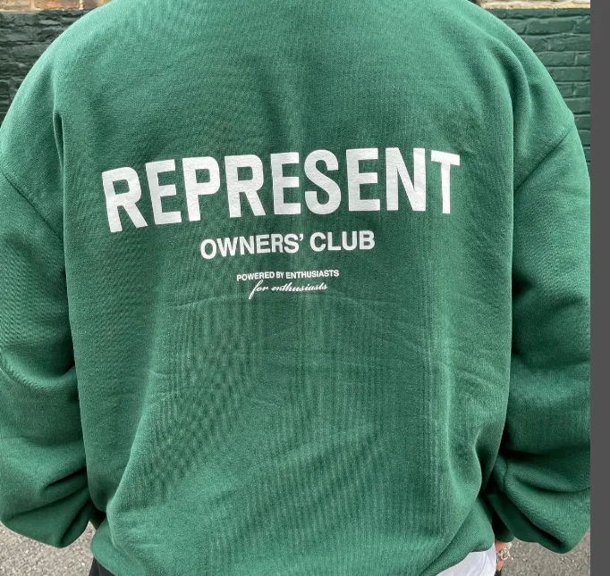 REPRESENT OWNERS CLUB Simple Letter Logo High Street Round Neck Hoodie Pink Purple Green Black Warm White