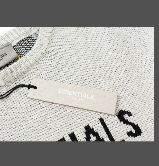 FEAR OF GOD ESSENTIALS LOGO Letter Round Neck Sweater Deep Card Elephant Grey Apricot Black Premium Grey Deep Drift Grey S-XL