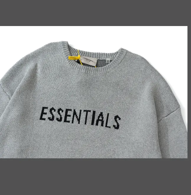 FEAR OF GOD ESSENTIALS LOGO Letter Round Neck Sweater Deep Card Elephant Grey Apricot Black Premium Grey Deep Drift Grey S-XL