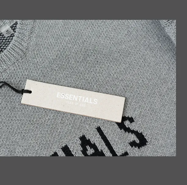 FEAR OF GOD ESSENTIALS LOGO Letter Round Neck Sweater Deep Card Elephant Grey Apricot Black Premium Grey Deep Drift Grey S-XL