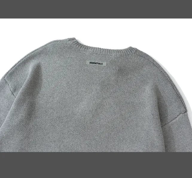 FEAR OF GOD ESSENTIALS LOGO Letter Round Neck Sweater Deep Card Elephant Grey Apricot Black Premium Grey Deep Drift Grey S-XL