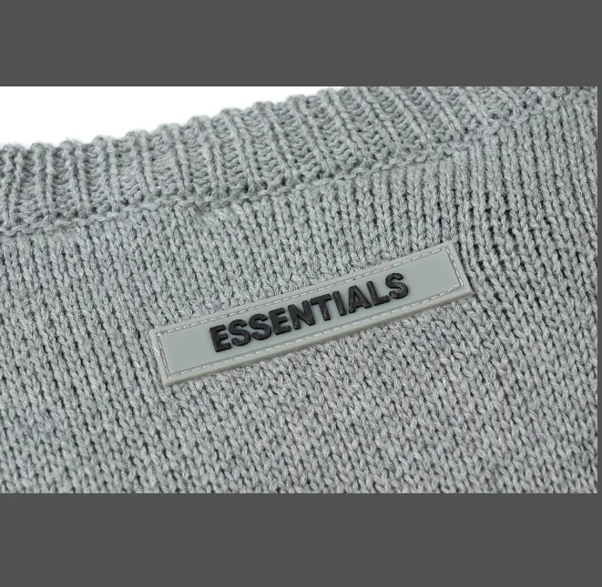 FEAR OF GOD ESSENTIALS LOGO Letter Round Neck Sweater Deep Card Elephant Grey Apricot Black Premium Grey Deep Drift Grey S-XL