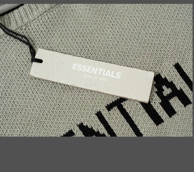 FEAR OF GOD ESSENTIALS LOGO Letter Round Neck Sweater Deep Card Elephant Grey Apricot Black Premium Grey Deep Drift Grey S-XL