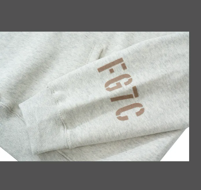 FEAR OF GOD FG7C Hoodie Sleeve Plush FG7C Letter Printed Fleece Hoodie Premium Grey Blue Light Black S-XL