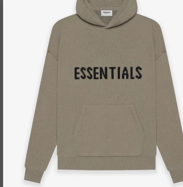 FEAR OF GOD ESSENTIALS Knit Pullover Letter LOGO Hooded Sweater Deep Card Elephant Grey Blue Light Black New Apricot Premium Grey Deep Drift Grey S-XL