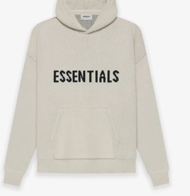 FEAR OF GOD ESSENTIALS Knit Pullover Letter LOGO Hooded Sweater Deep Card Elephant Grey Blue Light Black New Apricot Premium Grey Deep Drift Grey S-XL