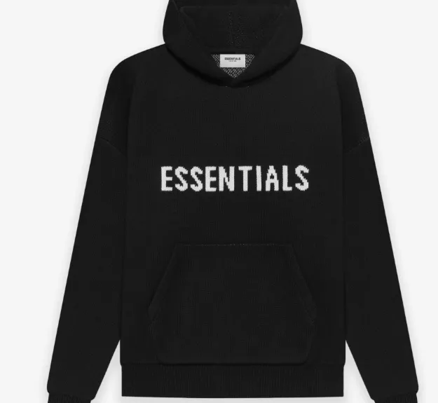 FEAR OF GOD ESSENTIALS Knit Pullover Letter LOGO Hooded Sweater Deep Card Elephant Grey Blue Light Black New Apricot Premium Grey Deep Drift Grey S-XL