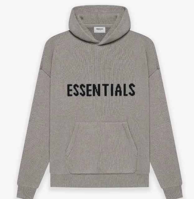 FEAR OF GOD ESSENTIALS Knit Pullover Letter LOGO Hooded Sweater Deep Card Elephant Grey Blue Light Black New Apricot Premium Grey Deep Drift Grey S-XL