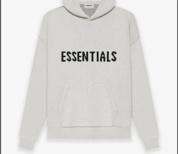 FEAR OF GOD ESSENTIALS Knit Pullover Letter LOGO Hooded Sweater Deep Card Elephant Grey Blue Light Black New Apricot Premium Grey Deep Drift Grey S-XL