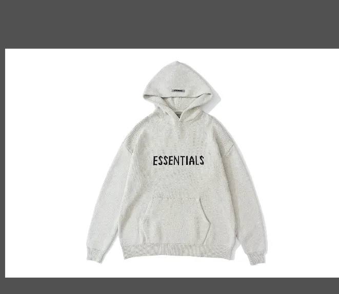 FEAR OF GOD ESSENTIALS Knit Pullover Letter LOGO Hooded Sweater Deep Card Elephant Grey Blue Light Black New Apricot Premium Grey Deep Drift Grey S-XL