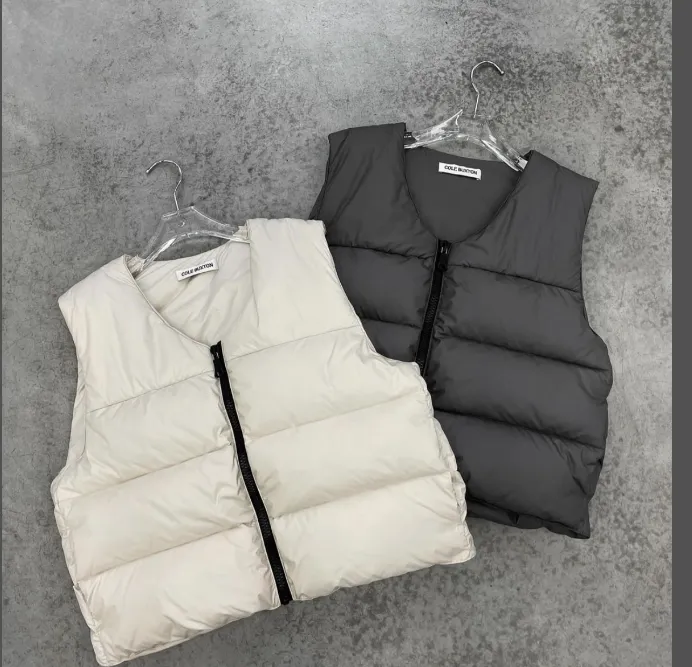 Cole Buxton Autumn Winter Retro Versatile Down Cotton High Street Vest Jacket, Apricot Black Grey S-XL