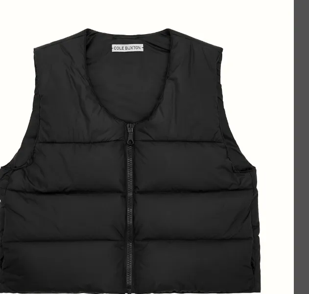 Cole Buxton Autumn Winter Retro Versatile Down Cotton High Street Vest Jacket, Apricot Black Grey S-XL