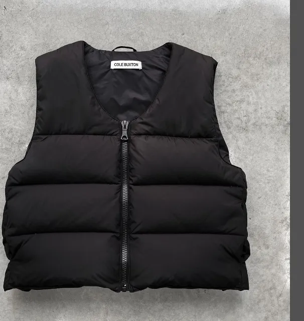 Cole Buxton Autumn Winter Retro Versatile Down Cotton High Street Vest Jacket, Apricot Black Grey S-XL