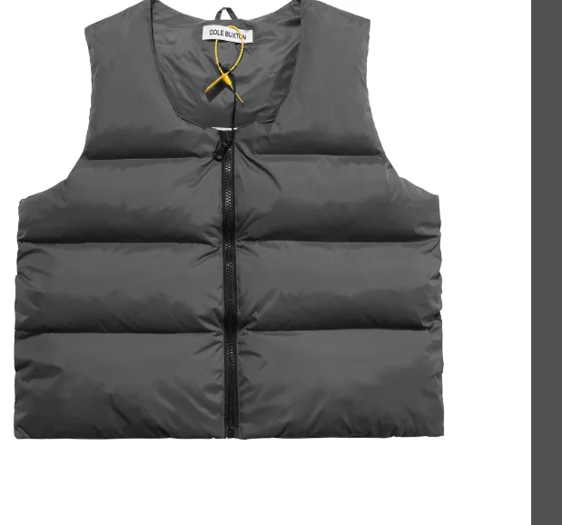 Cole Buxton Autumn Winter Retro Versatile Down Cotton High Street Vest Jacket, Apricot Black Grey S-XL