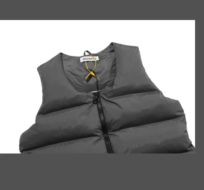 Cole Buxton Autumn Winter Retro Versatile Down Cotton High Street Vest Jacket, Apricot Black Grey S-XL