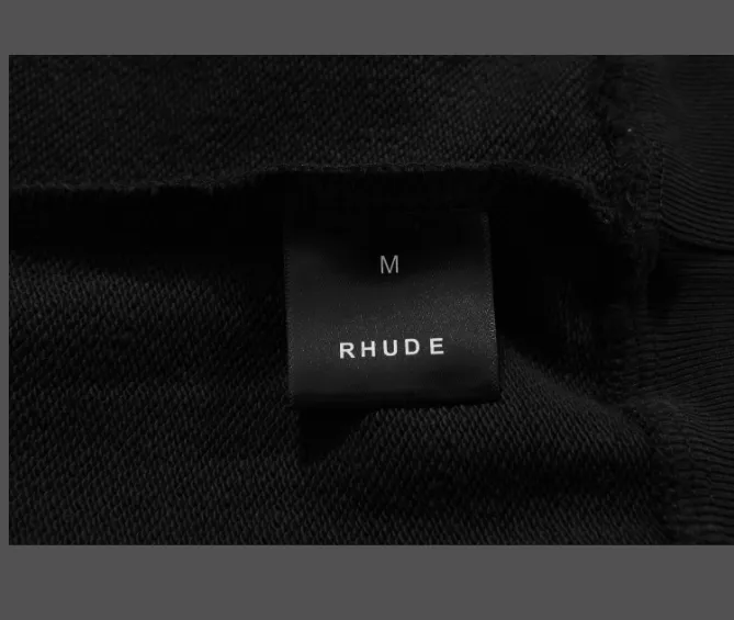 RHUDE Autumn Winter Retro Stand up Collar Half Zipper Logo Embroidered Splicing Hoodie Washed Black Apricot Flower Grey SMLXL