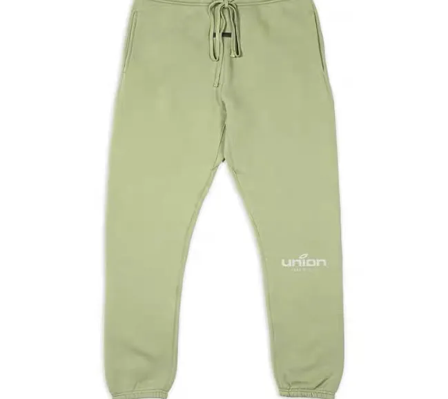 FEAR OF GOD x Union 30th Anniversary Co branded LOGO Letter Printed Fleece Pants with Green Rice White Blue Light Black S-XL