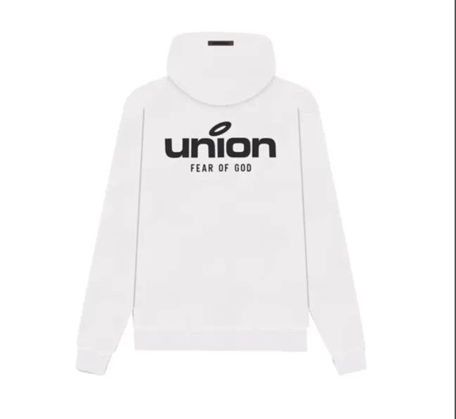 FEAR OF GOD x Union 30th Anniversary Co branded LOGO Letter Printed Fleece Hoodie with Green Rice White Blue Light Black S-XL