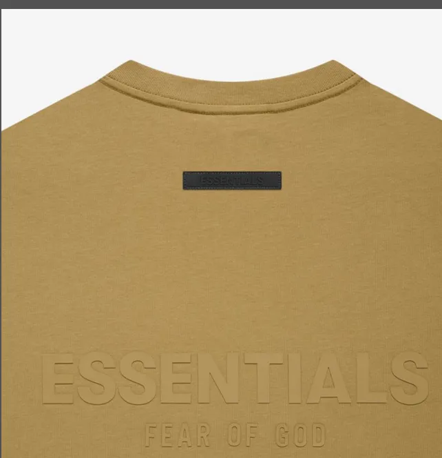 Fear of God Essentials FOG FW21 S s Tee Back Letter LOGO Silicone Printed Round Neck Cotton Short Sleeve T-shirt Grey Green Grey Brown Turmeric S M L XL