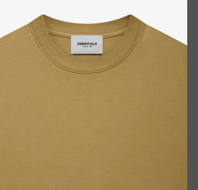 Fear of God Essentials FOG FW21 S s Tee Back Letter LOGO Silicone Printed Round Neck Cotton Short Sleeve T-shirt Grey Green Grey Brown Turmeric S M L XL