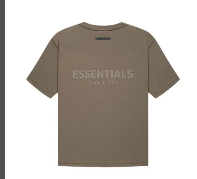 Fear of God Essentials FOG FW21 S s Tee Back Letter LOGO Silicone Printed Round Neck Cotton Short Sleeve T-shirt Grey Green Grey Brown Turmeric S M L XL